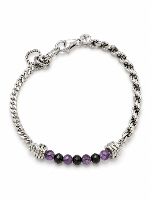 bracc gb Bracciale argento con ametista e onice